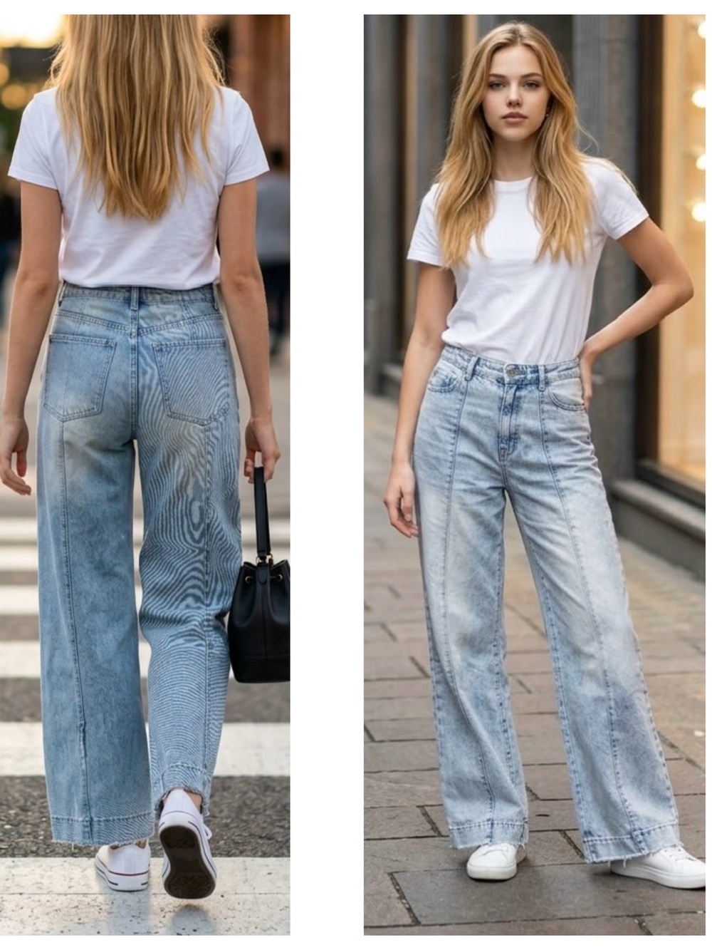 Kensie Women Sz 12 High-Rise Wide Leg front seam distressed light wash Jeans